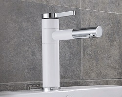 Vòi Lavabo nóng lạnh (bóng kính, trắng, chân vừa) - Siêu cấp HVMMA ITALIA